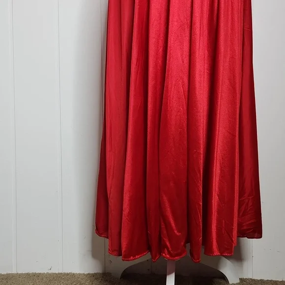 Vintage Miss Elaine red lace cut-out silky Fantasy  babydoll maxi slip dress - Picture 3 of 12